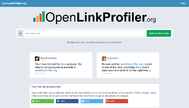 backlink checker OpenLinkProfiler